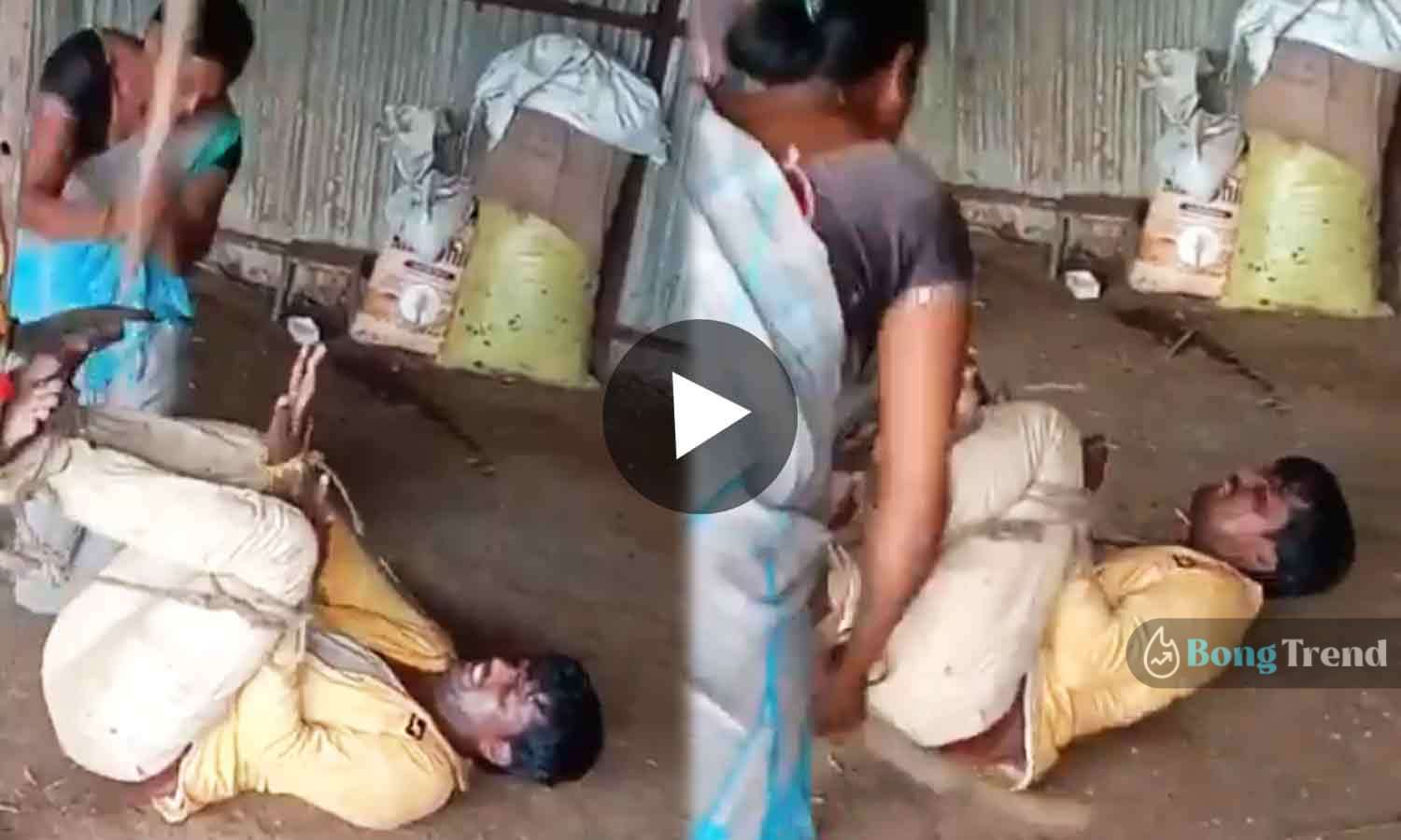 Viral Video ভাইরাল ভিডিও Drunk Man beaten by his wife