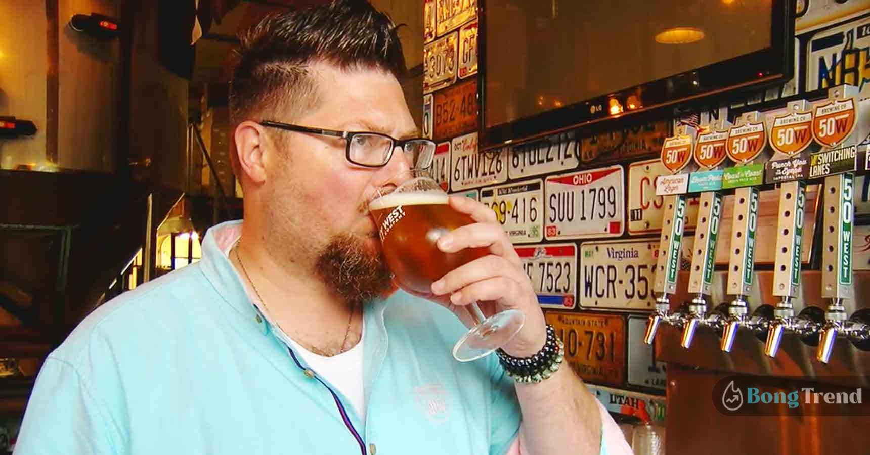 Man eating Beer to loose weight Beer diet