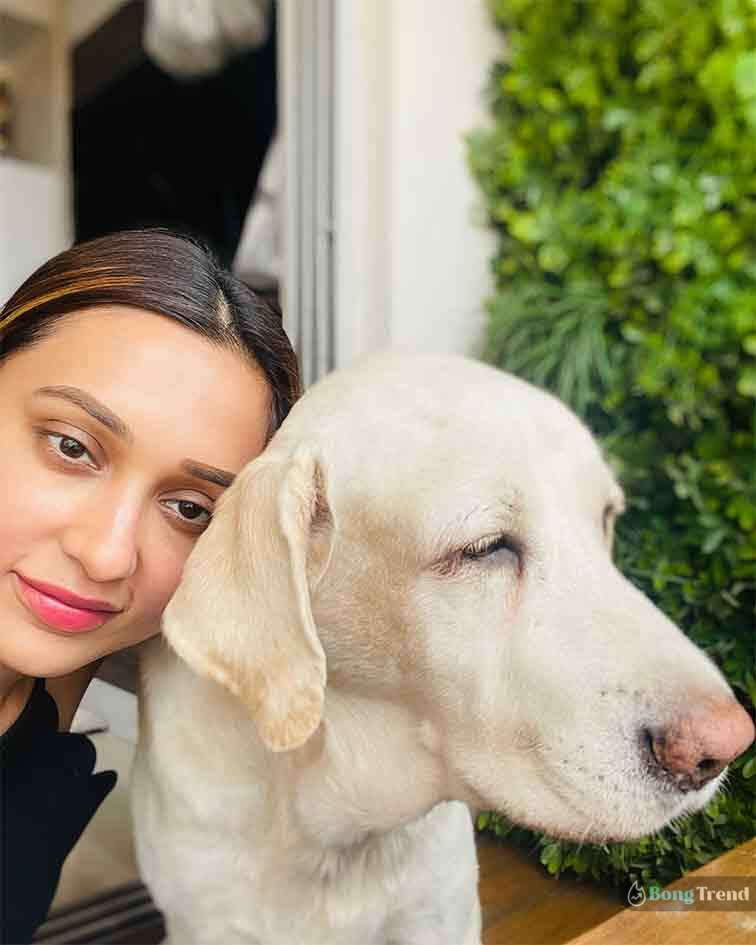 Mimi Chakraborty with her dog Chiku