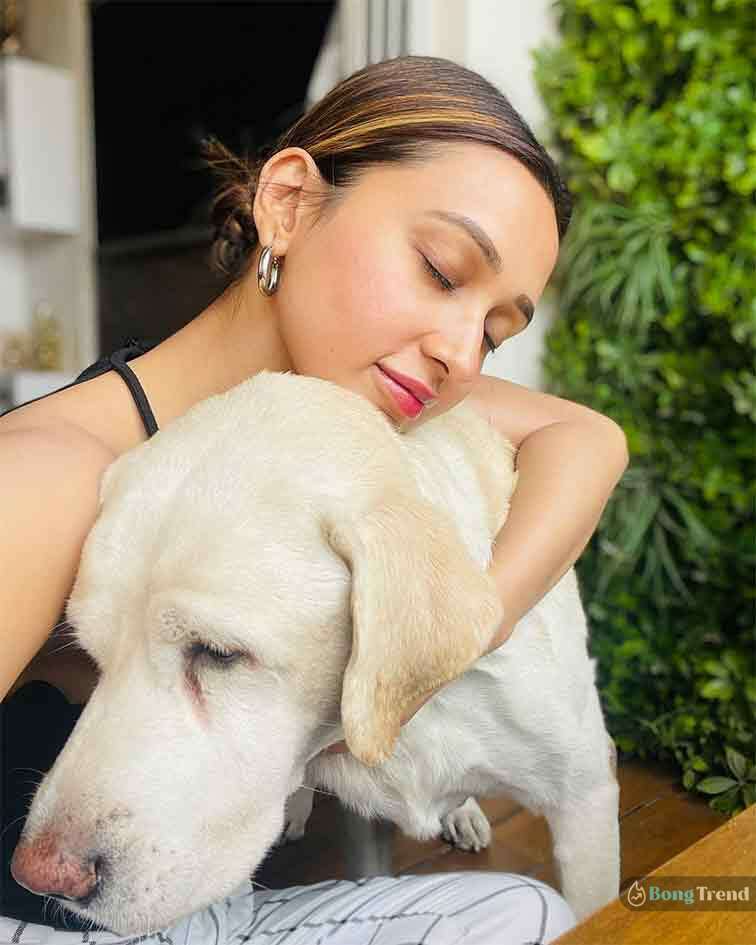 Mimi Chakraborty with her dog Chiku