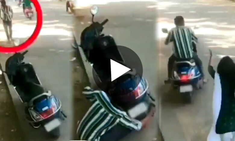 Boy stealing scooty from girl CCTV Footage