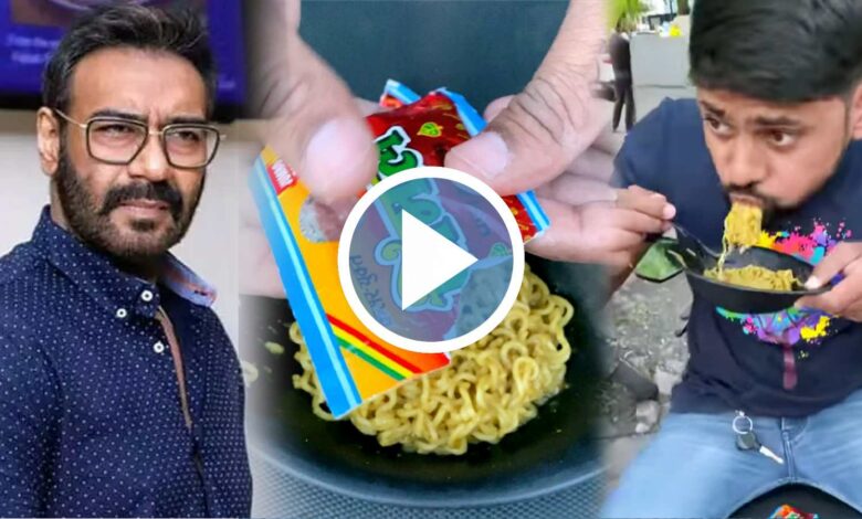 Man Eating Gutkha Maggie Viral netizens blame Ajay Akshay