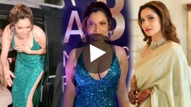Ankita Lokhande hides her deep neck dres cleavage gets trolled viral video