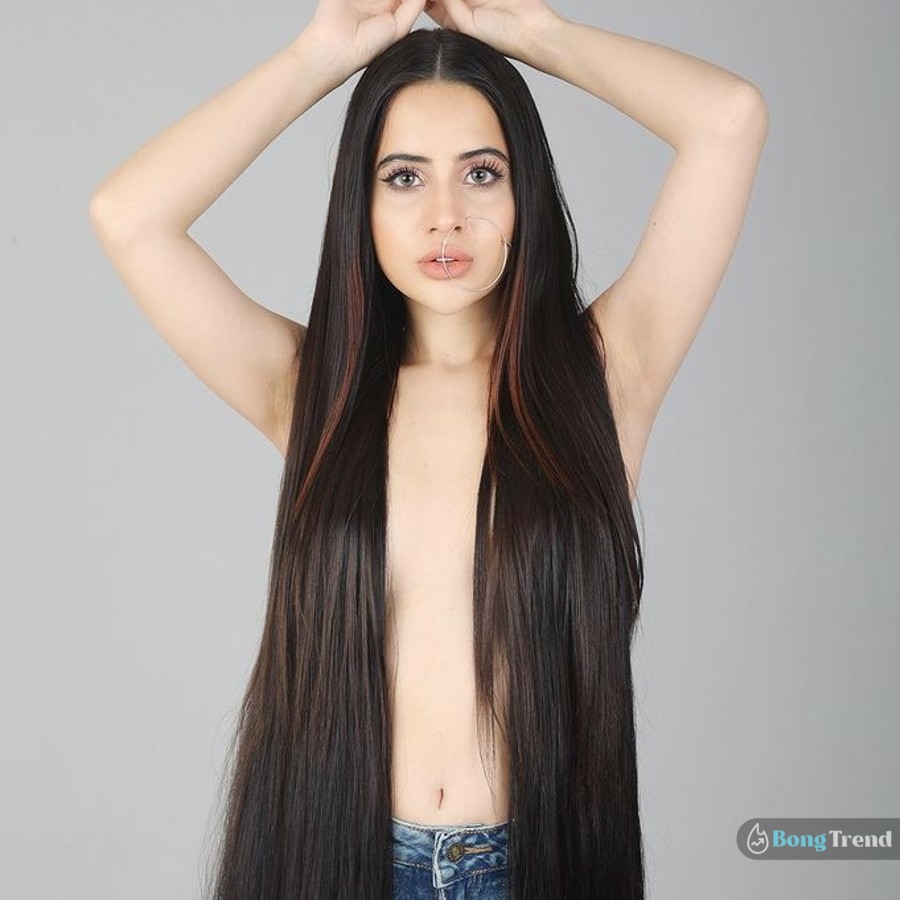 Urfi Javed covers her breast with hair