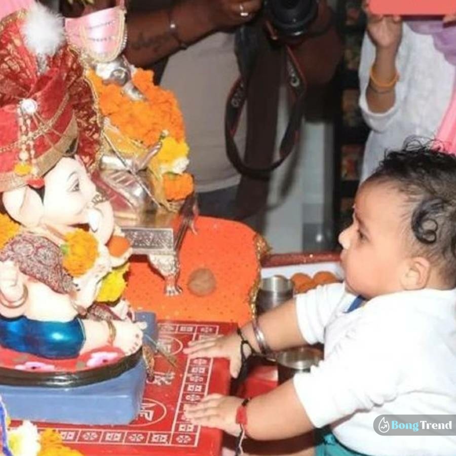 Laksh celebrating Ganesh Puja
