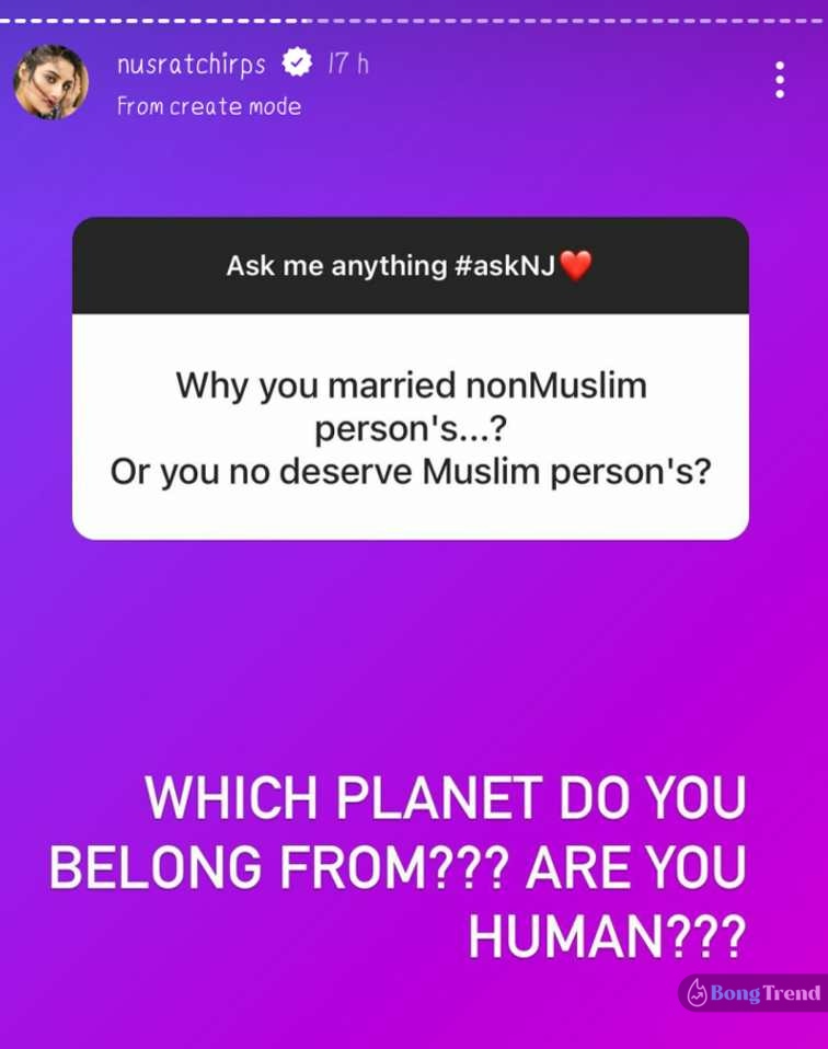 Nusrat Jahan Reply to troll of marrying non muslim