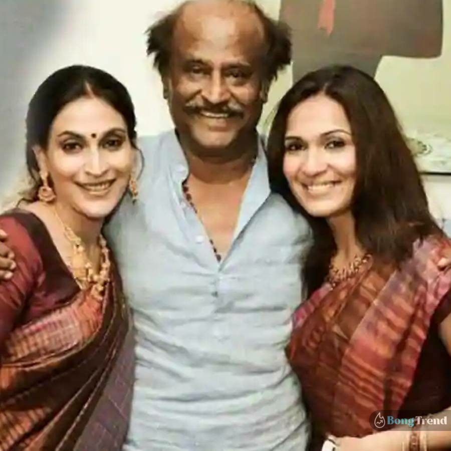 Rajinikanth with daughters