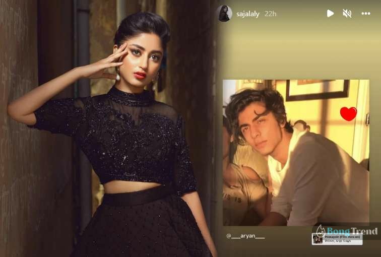 Sajal Ali Pak Actress love reaction to Aaryan Khan photo