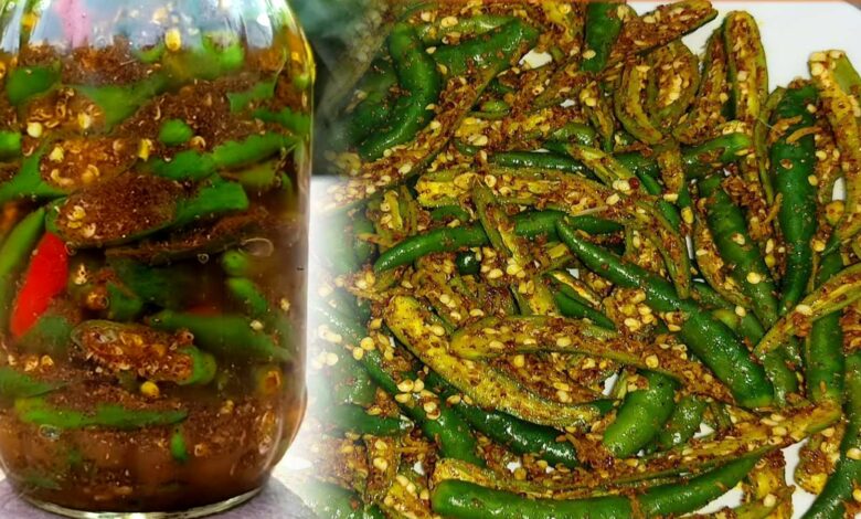Mouth Watering Green Chilli Aachar Making Recipe