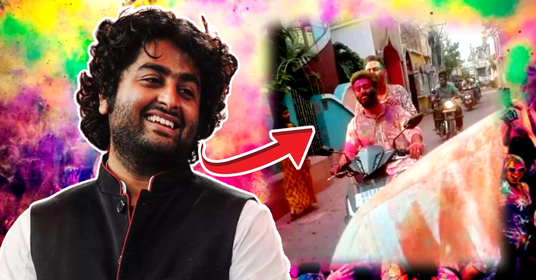 Arijit Singh at Jiyaganj riding scooty on Holi photo viral