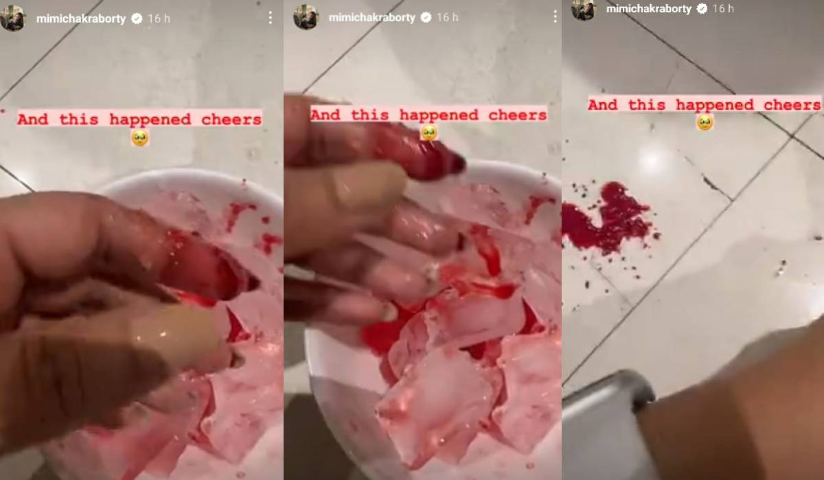 Mimi Chakraborty, Mimi Chakraborty cuts her finger, Mimi Chakraborty instagram story
