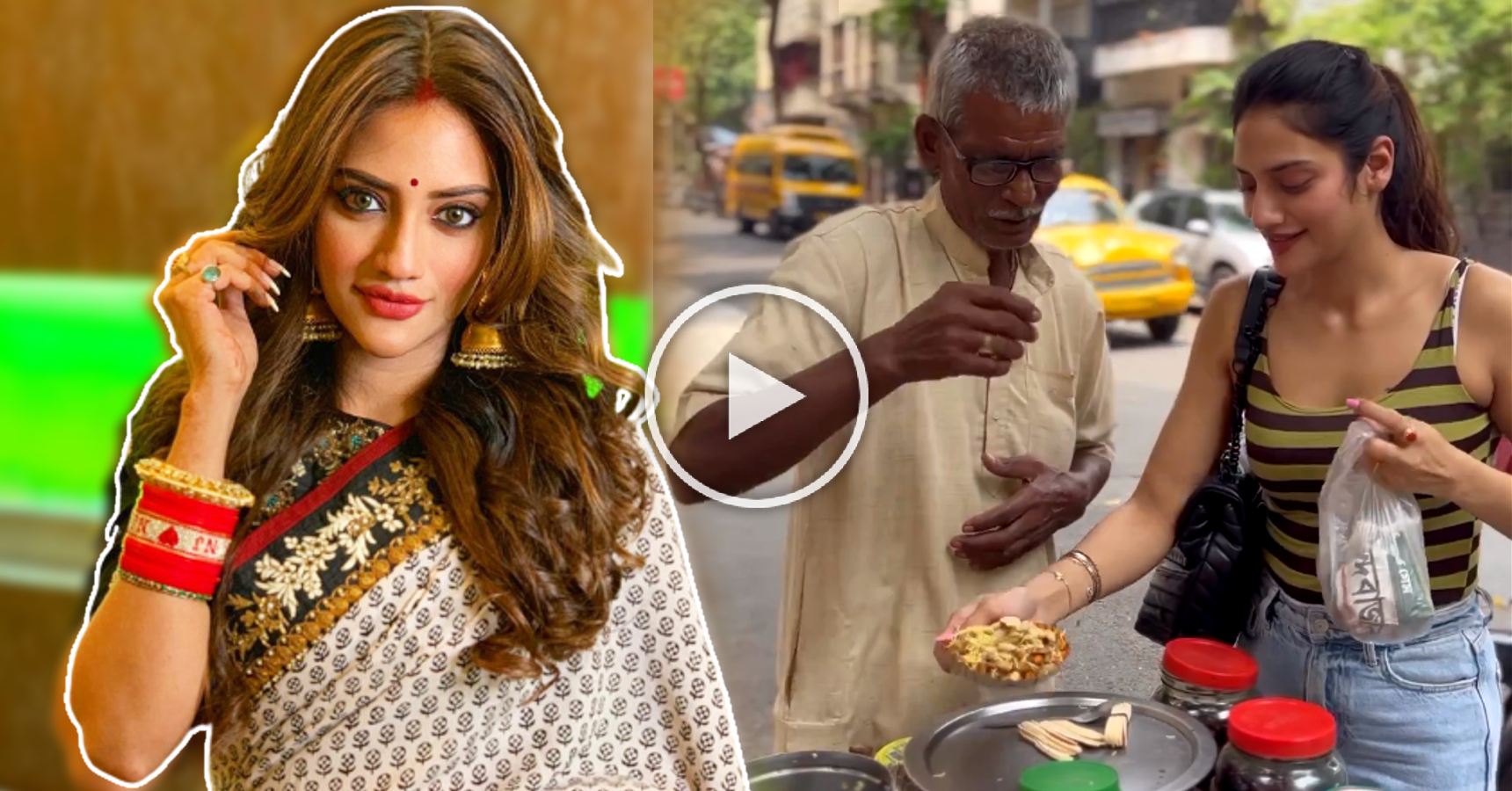 Nusrat Jahan eating Fast food from street video