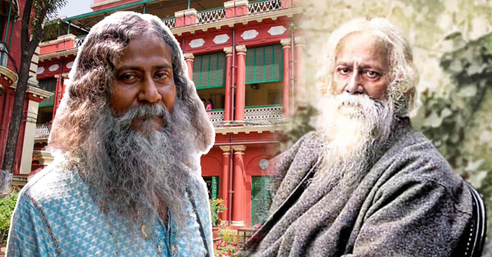 Rabindranath Tagore Look a like Somnath Bhadra visited Jorasako Thakur Bari on Rabindra Jayanti