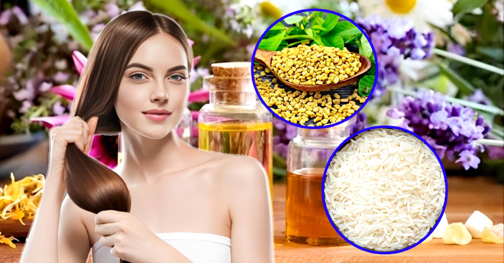 Monsoon hair care tips use this homemade hair spray made with Rice and Methi