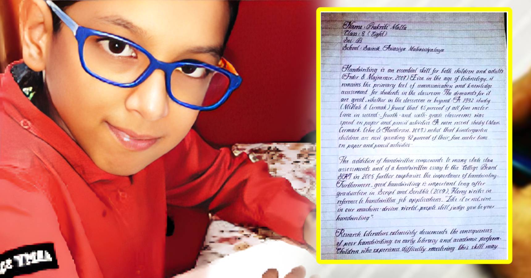 World best handwriting boy Raymon Smith Richard from Bengaluru Karnataka
