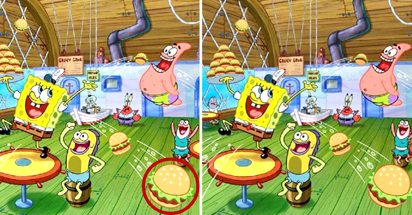 Brain teaser, Brain teaser SpongeBob, Brain teaser find the difference in SpongeBob