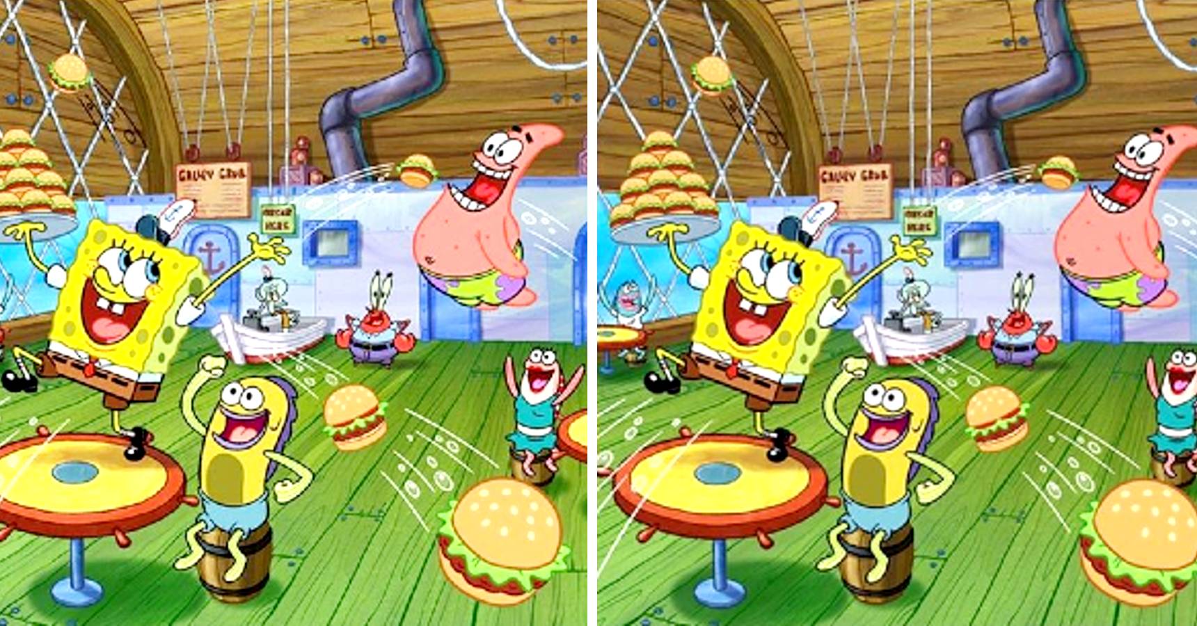 Brain teaser, Brain teaser SpongeBob, Brain teaser find the difference in SpongeBob