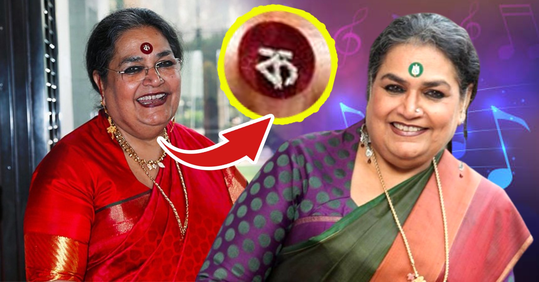 Why does Bollywood singer Usha Uthup wears a bindi written in Bengali