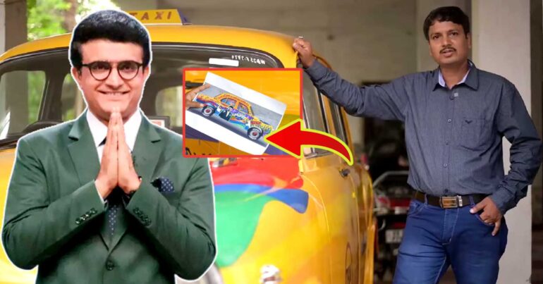 Sourav Ganguly's fan painted his Yellow taxi and named halud yuvraj