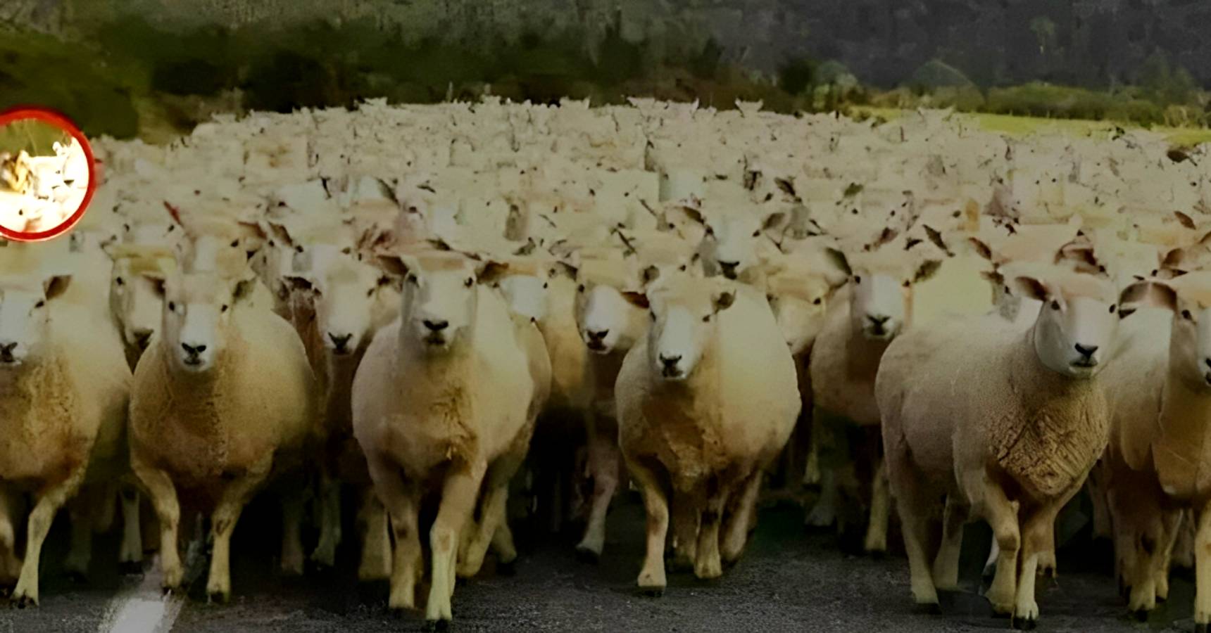 Optical illusion, Optical illusion wolf among the flock of sheep