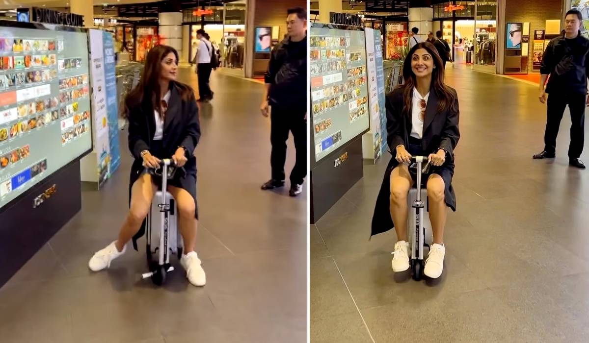 Shilpa Shetty rides a stroller