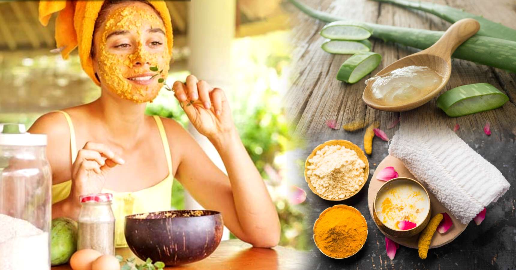Dry Skin Care During Winter with Home Made Facepack made of Aloevera Turmeric etc