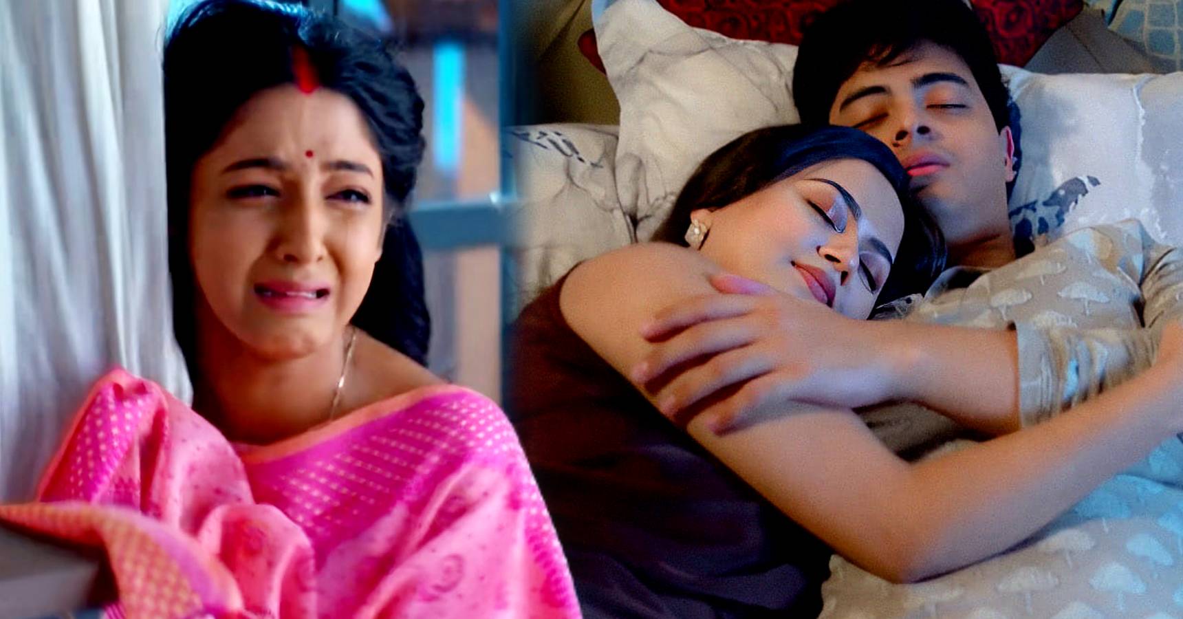 Star Jalsha Bengali serial Anurager Chhowa Deepa sees Surjya Mishka together on bed