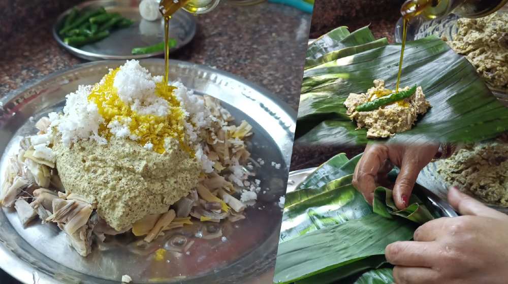 Bengali Style Pure Veg Mochar Paturi Recipe